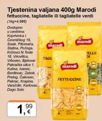 Tjestenina valjana 400g Marodi