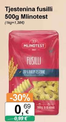 Tjestenina fusilli 500g Mlinotest