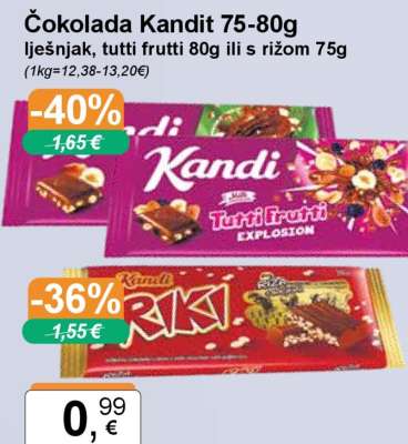Čokolada Kandit 75-80g