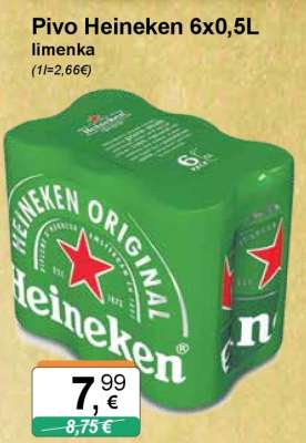 Pivo Heineken 6x0,5L limenka