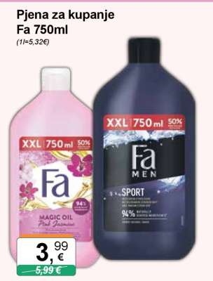 Pjena za kupanje Fa 750ml