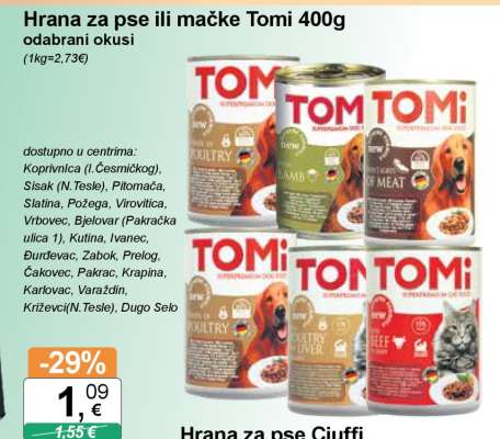Hrana za pse ili mačke Tomi 400g
