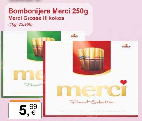 Bombonijera Merci 250g