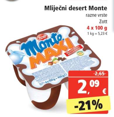 Mliječni desert Monte