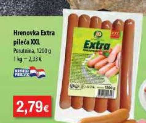 Hrenovka Extra pileća XXL
