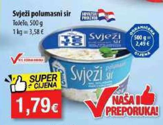 Svježi polumasni sir