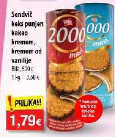 Sendvič keks punjen kakao kremom, kremom od vanilije