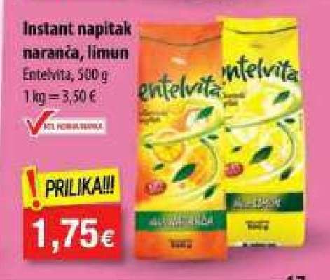 Instant napitak naranča, limun Entevita, 500 g