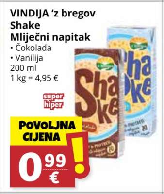 VINDIJA ‘z bregov Shake Mliječni napitak