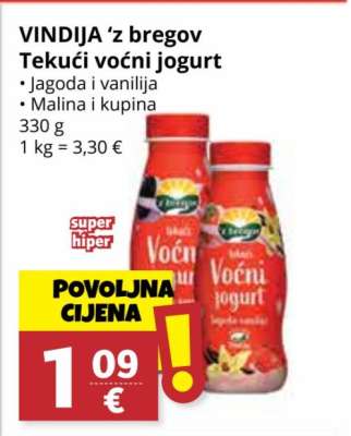 VINDIJA 'z bregov Tekući voćni jogurt