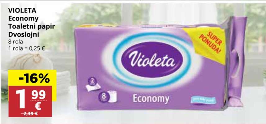 VIOLETA Economy Toaletni papir Dvoslojni