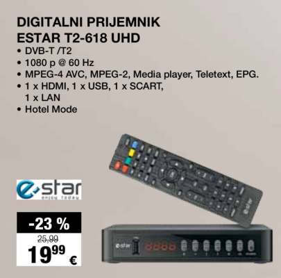 DIGITALNI PRIJEMNIK ESTAR T2-618 UHD