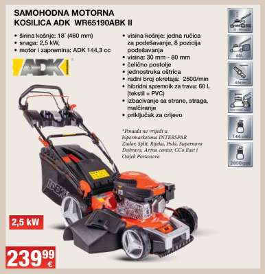Samohodna motorna kosilica ADK WR65190ABK II