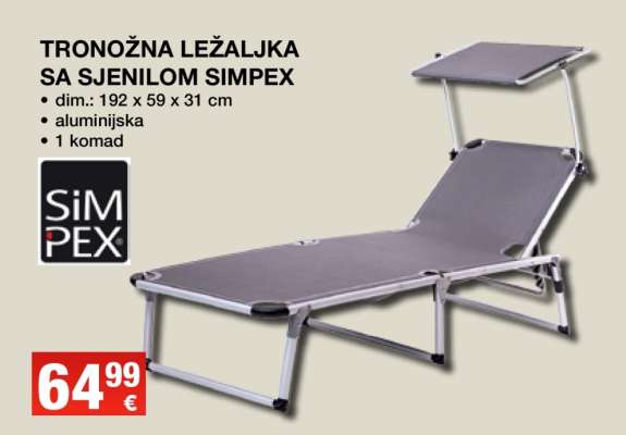 TRONOžNA LEžALJKA SA SJENILOM SIMPEX
