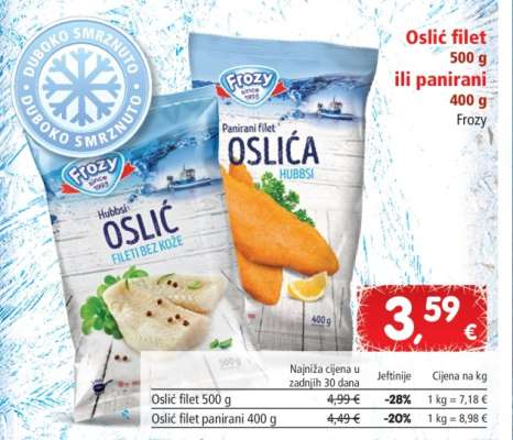 Oslić filet 500 g ili panirani 400 g