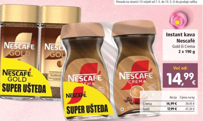 Instant kava Nescafé Gold ili Crema 2 x 190 g