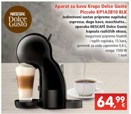 Aparat za kavu Krups Dolce Gusto Piccolo KP1A3B10 BLK
