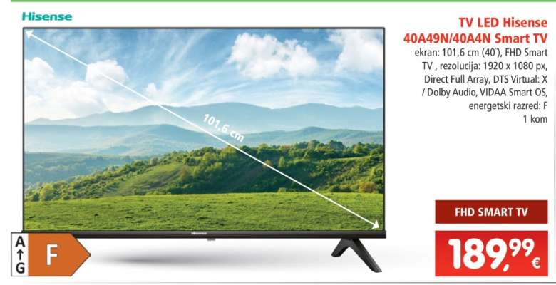 TV LED Hisense 40A49N/40A4N Smart TV