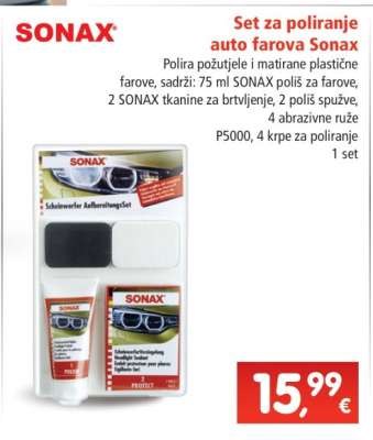 Set za poliranje auto farova Sonax
