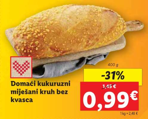 Domaći kukuruzni miješani kruh bez kvasca