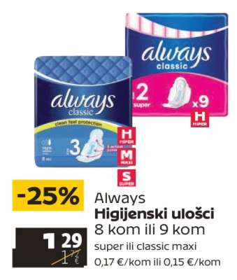 ALWAYS Higijenski ulošci