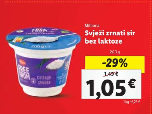 Svježi zrnati sir bez laktoze