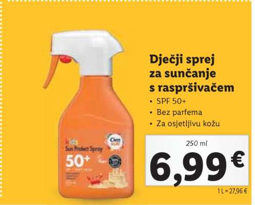 Dječji sprej za sunčanje s raspršivačem