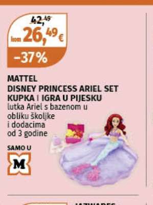 MATTEL DISNEY PRINCESS ARIEL SET KUPKA I IGRA U PIJESKU