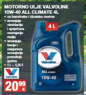 MOTORNO ULJE VALVOLINE 10W-40 ALL CLIMATE 4L