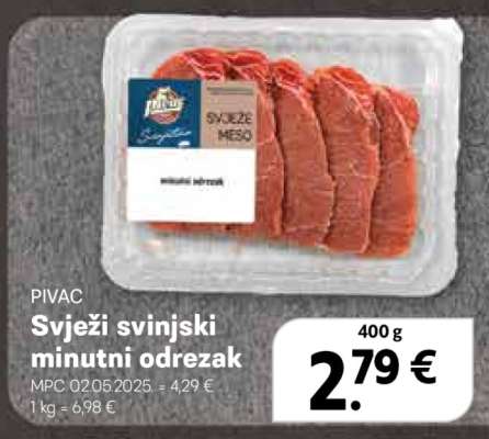 Svježi svinjski minutni odrezak