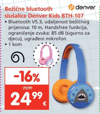 Bežične bluetooth slušalice Denver Kids BTH-107