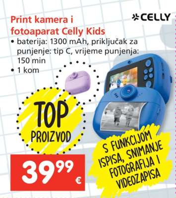 Print kamera i fotoaparat Celly Kids