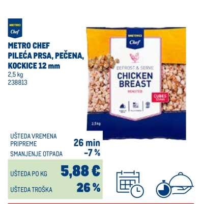 METRO CHEF PILEĆA PRSA, PEČENA, KOCKICE 12 mm