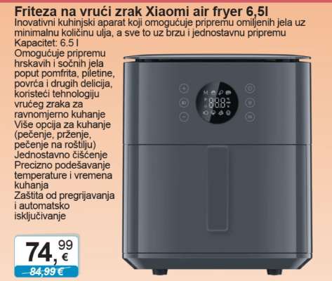 Friteza na vrući zrak Xiaomi air fryer 6,5l