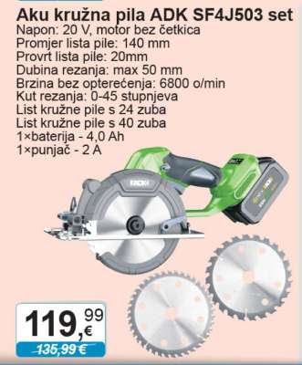 Aku kružna pila ADK SF4J503 set