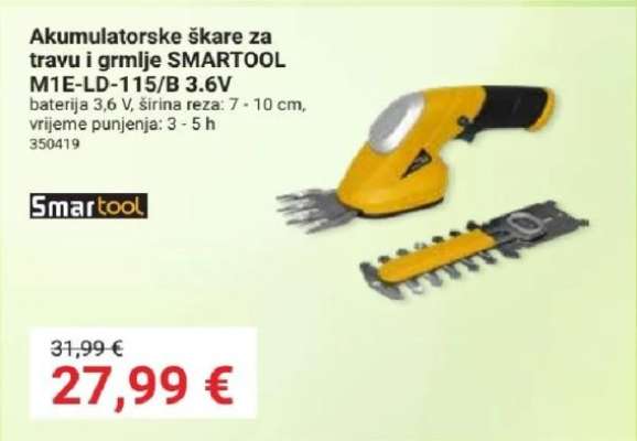 Akumulatorske škare za travu i grmlje SMARTOOL M1E-LD-115/B 3.6V