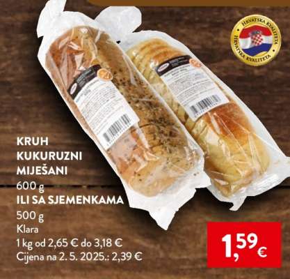 Kruh kukuruzni miješani ili sa sjemenkama