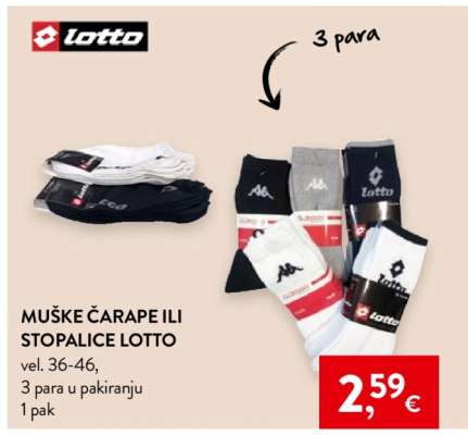 MUŠKE ČARAPE ILI STOPALICE LOTTO