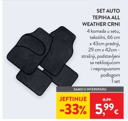 SET AUTO TEPIHA ALL WEATHER CRNI