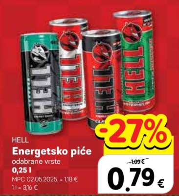 HELL Energetsko piće odabrane vrste 0,25 l
