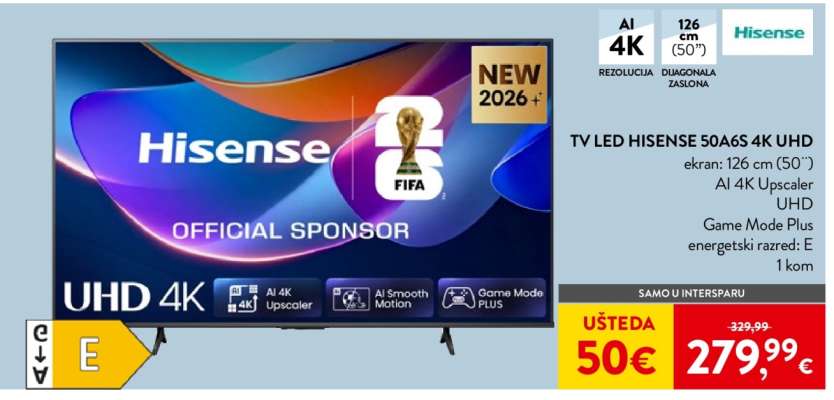 TV LED HISENSE 50A6S 4K UHD
