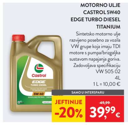 MOTORNO ULJE CASTROL 5W40 EDGE TURBO DIESEL TITANIUM