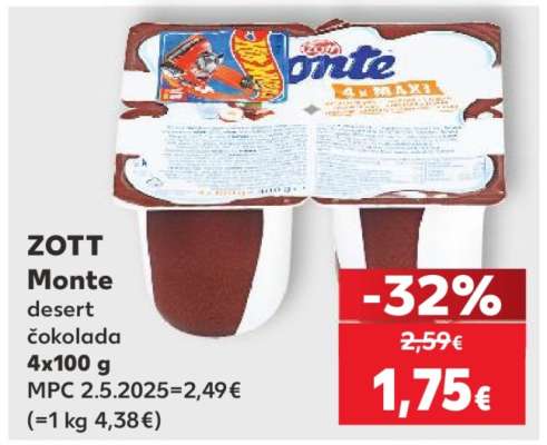 ZOTT Monte desert čokolada 4x100 g