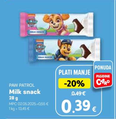 PAW PATROL Milk snack 28 g