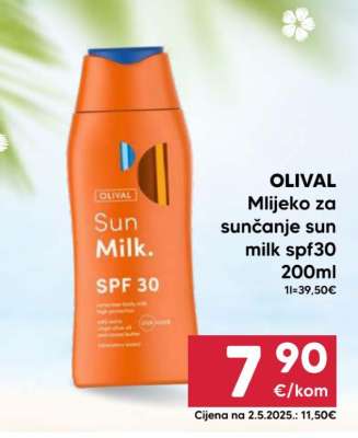 OLIVAL Mlijeko za sunčanje Sun milk spf30 200ml
