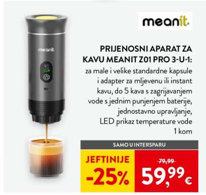 PRIJENOSNI APARAT ZA KAVU MEANIT Z01 PRO 3-U-1