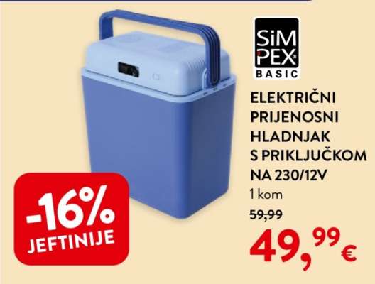 ELEKTRIČNI PRIJENOSNI HLADNJAK S PRIKLJUČKOM NA 230/12V