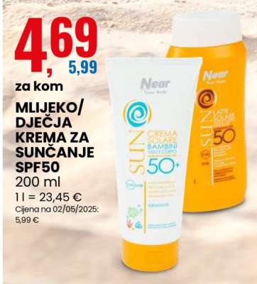 MLIJEKO/DJEČJA KREMA ZA SUNČANJE SPF50