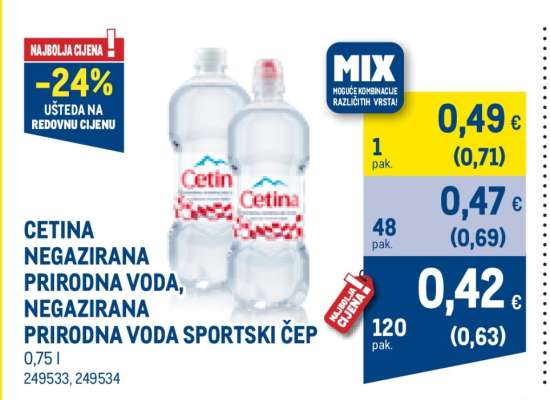 CETINA NEGAZIRANA PRIRODNA VODA, NEGAZIRANA PRIRODNA VODA SPORTSKI ČEP