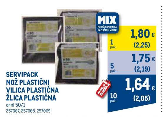 SERVIPACK NOŽ PLASTIČNI VILICA PLASTIČNA ŽLICA PLASTIČNA